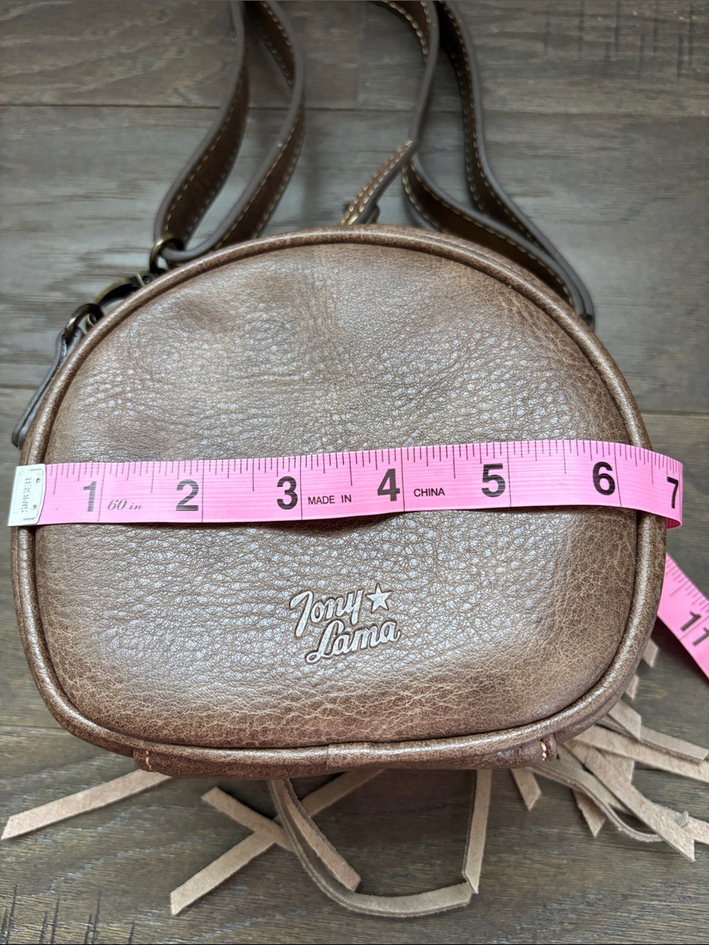 Tony Lama Genuine Leather accent,suede fringe.hair hide adjustable strap,canteen - Picture 12 of 13